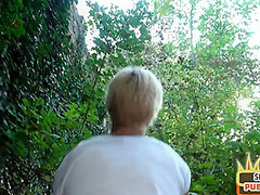 Inked public MILF rides sex date guy outdoor after blowjob