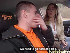 Learner Driver sucks cock in public