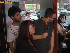 Public BDSM loving anal MILF fucked in group voyeur sex