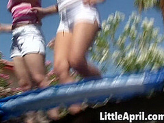 Little April licked out by tasty petite brunette