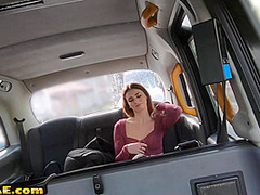 Real taxi babe fucked outdoor in public cab by driver