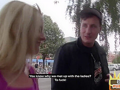 Facial mature slut 3some fucked outdoor on public place