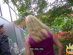 Facial mature slut 3some fucked outdoor on public place