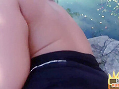 Busty amateur Latina MILF fucked in public action outdoor