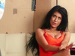 Petite femdom in heels teases jerker till cumshot