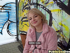 Public nympho blonde slut drilled in bigass in her room