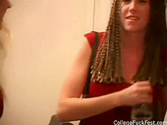 College teen doggystyled so hard she bumps head