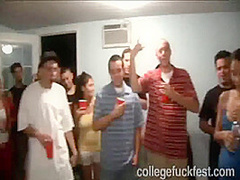 Frat party coed whore is fucked in missionary