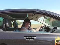 Chubby amateur fucked outdoor in public POV by sex date dude