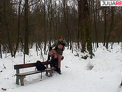 Blonde Bitch Enjoys Riding A Fat Cock In The Snow