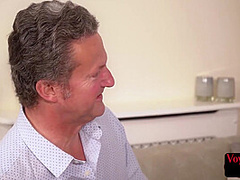 Voyeur CFNM babe on phone teases wanker with dirty talk