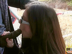 Real IR bae fucked outdoor in public by Black after 3way BJ