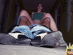 Amateur sex date chick fucked in public abandoned building