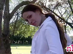Lesbian Nina Natural tits and Tease Outdoor