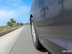 My Girlfriend starts Wanking me in the Car so I Pulled Over to Fuck her Hairy Pussy by SalsaXXX