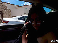 My Girlfriend starts Wanking me in the Car so I Pulled Over to Fuck her Hairy Pussy by SalsaXXX