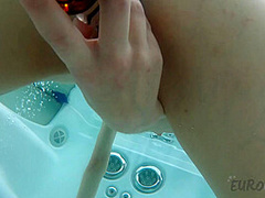Skinny Hot Model Poppy Masturbating With A Glass Dildo Underwater Jacuzzi