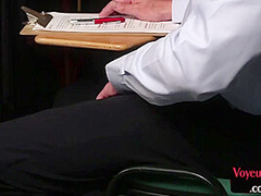 Perv professor jerks in front of college voyeur in classroom