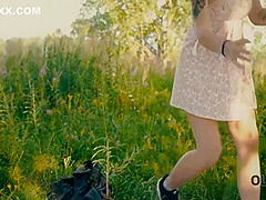 Girl Tempts Old Man And Gets It On With Him In The Greenery