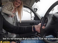 Cockhungry taxi 21yo slut fucked in stockings in car
