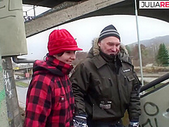 Horny Babe Gets Cum Allover Boobs After Getting Fucked Hard Along Footpath