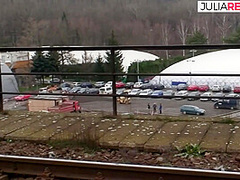 Horny Babe Gets Cum Allover Boobs After Getting Fucked Hard Along Footpath