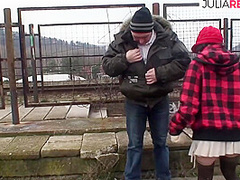 Horny Babe Gets Cum Allover Boobs After Getting Fucked Hard Along Footpath