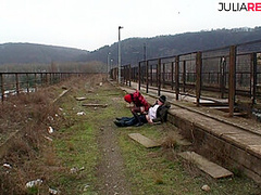 Horny Babe Gets Cum Allover Boobs After Getting Fucked Hard Along Footpath