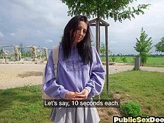 Euro public tattooed bae picked up and pounded outdoor