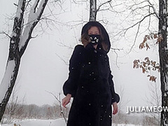 Milf Walks Almost Naked In Winter