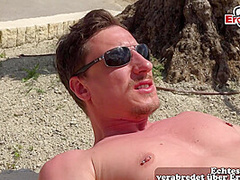 German skinny teen wants fuck outdoor under the sun in summer