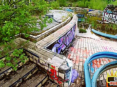 Public amateur Euro MILF with tattoos smashed outdoor