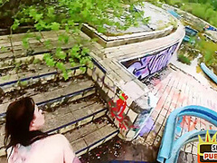 Public amateur Euro MILF with tattoos smashed outdoor