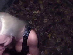 Euro public MILF pussyfucked in POV after outdoor BJ