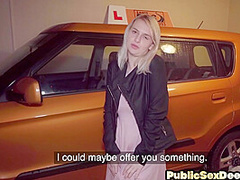Driving slut public fucked in car outdoor by instructor