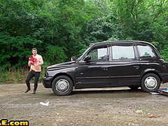 Public bigass and busty babe fucked outdoor in taxi