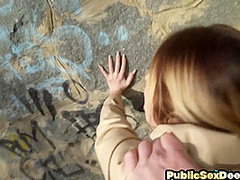 Public Euro bae in stockings doggystyle outdoor POV