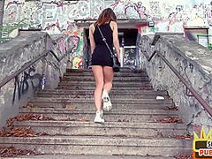Cute amateur babe public fucked outdoor by blind sex date