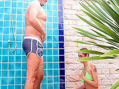 Blowjob In Public Pool Shower And Cum In Mouth 8 Min