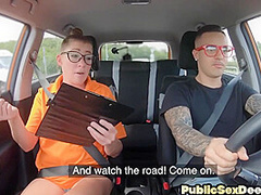 Driving instructor slut public pounded by her student