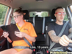 Driving instructor slut public pounded by her student