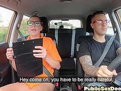 Driving instructor slut public pounded by her student