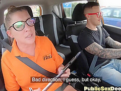 Driving instructor slut public pounded by her student