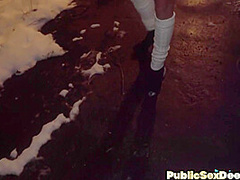Public tiny inked slut picked up and fuck in pussy POV