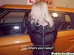 Busty student driver riding instructors cock after class