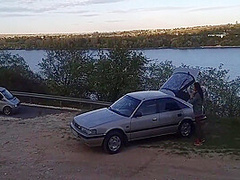 Twice Pissing Retro Car Tow Bar Before Orgasmic Fuck It 12 Min