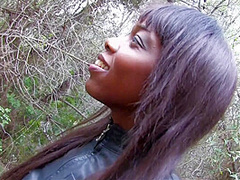 Ebony Beauty Is Bouncing On The Big Dong Outdoors - HotEuroGirls
