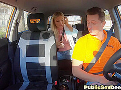 Perv student driver riding instructor cock after class