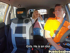 Perv student driver riding instructor cock after class