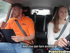Bigtitted driving 21yo student pussyfucked in the car